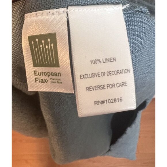 Garnet Hill Scalloped Edge Linen Dress Size 14 Seafoam Teal Sleeveless Collared - Picture 10 of 11